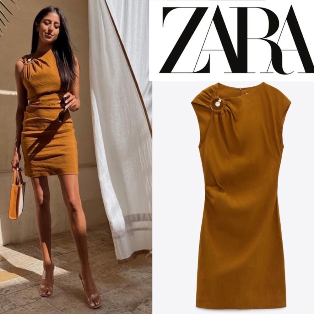 NWT Zara Elasticized linen dress
